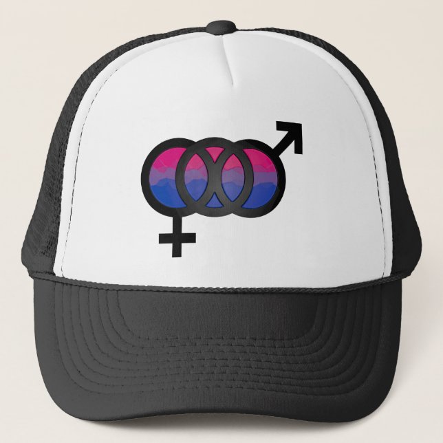 3D Bisexual Symbol Trucker Hat (Front)