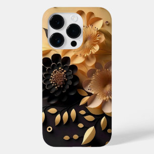 3D Black and Gold Flowers Case-Mate iPhone 14 Pro Case
