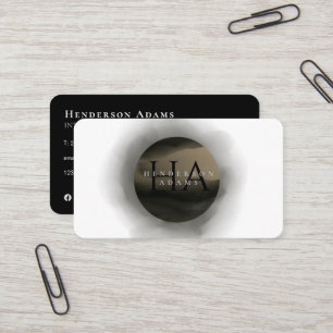 3D Black and Golden Watercolor Monogram Logo Business Card
