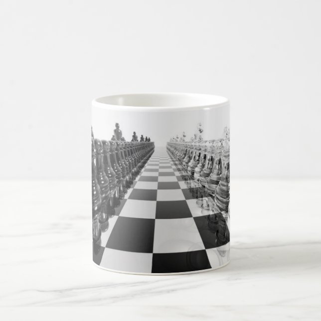 3D Black and White Chess Board Coffee Mug (Center)