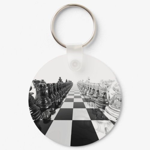 3D Black and White Chess Board Keychain