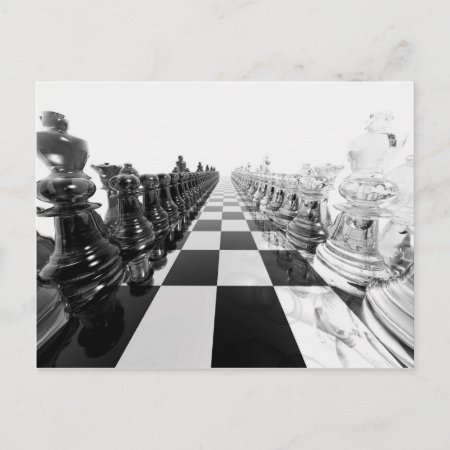 3d Black And White Chess Board Postcard
