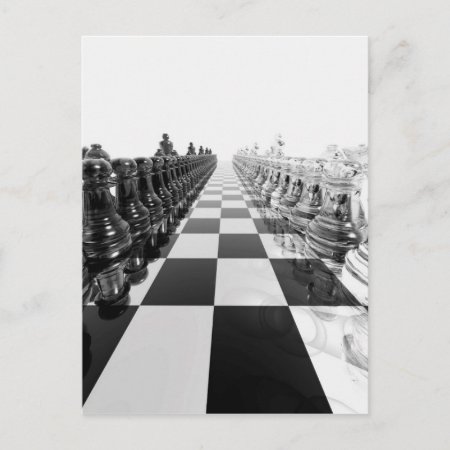 3d Black And White Chess Board Postcard