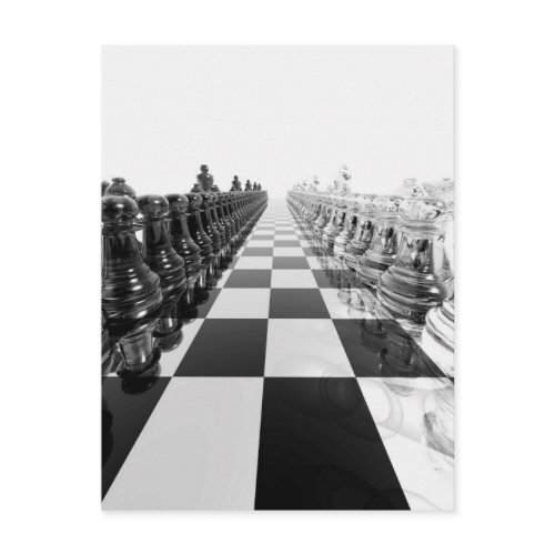 3D Black and White Chess Board Postcard