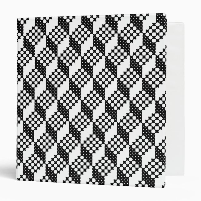 3D black and white cross-stitch cubes pattern Binder (Front/Inside)