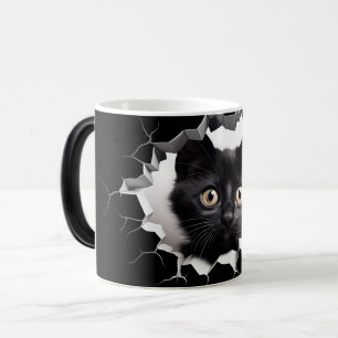 3D Black cat Color Morph Mug