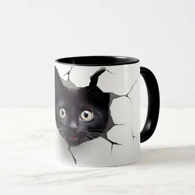 3D Black Cat Mug 10 (Front Right)