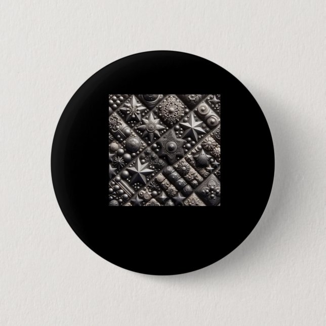 3d Black Pattern Sticker  Button (Front)