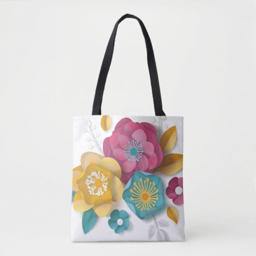 3D Blooming Flower Circle Bouquet Paper  Tote Bag