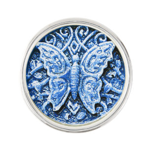 3d blue and white butterfly lapel pin