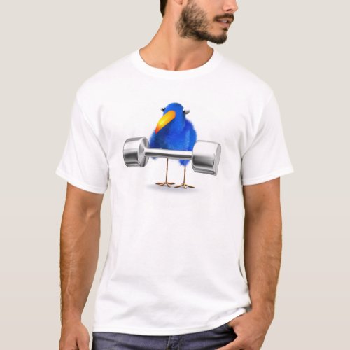 3d Blue Bird Weightlifter T_Shirt