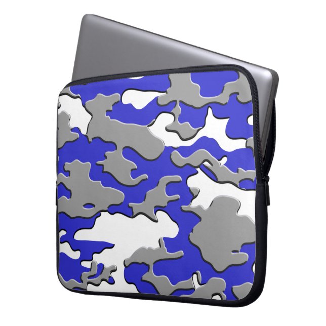 3d blue camo laptop sleeve (Front Left)