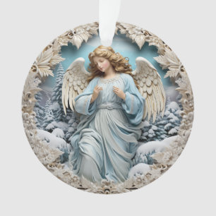3d Blue Christmas Angel Ornament