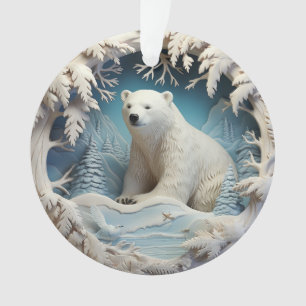 3d Blue Christmas polar bear Ornament