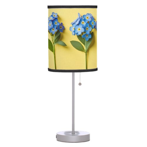 3D Blue forget_me_nots on yellow background Table Lamp