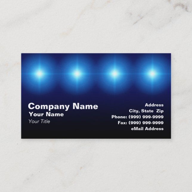 3D Blue Lights Business Card (Front)