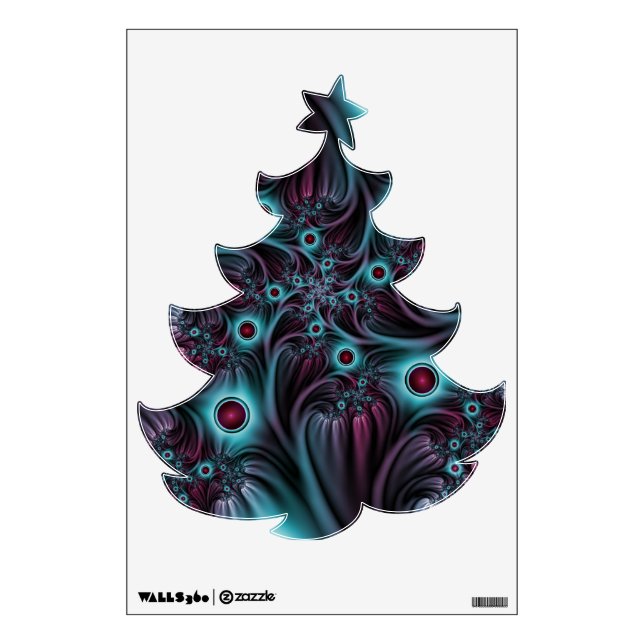 3D Blue Pink Abstract Fractal Art Christmas Tree Wall Decal (Front)