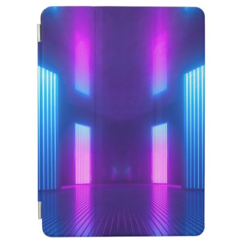 3d blue pink violet neon abstract background ult iPad air cover