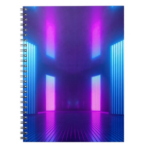 3d blue pink violet neon abstract background ult notebook