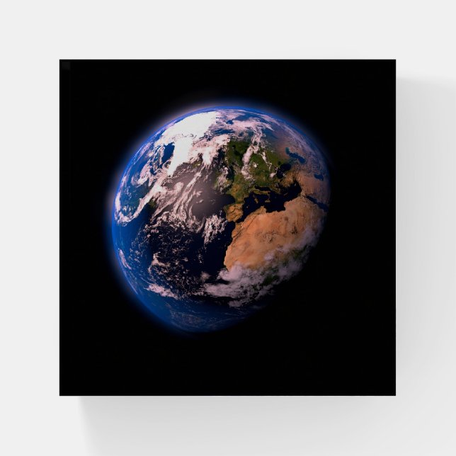 3D blue planet earth on the spot Paperweight (Front)