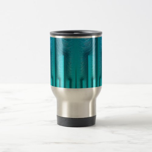  3D BLUE PUFF Fractal  Travel Mug