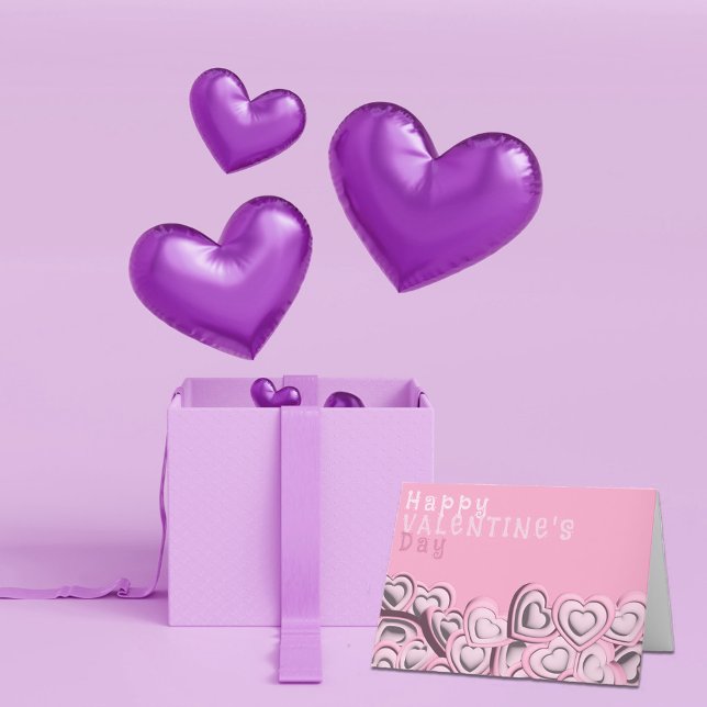 3D Blush Pink Hearts Happy Valentine's Day Holiday Card (Creator Uploaded)