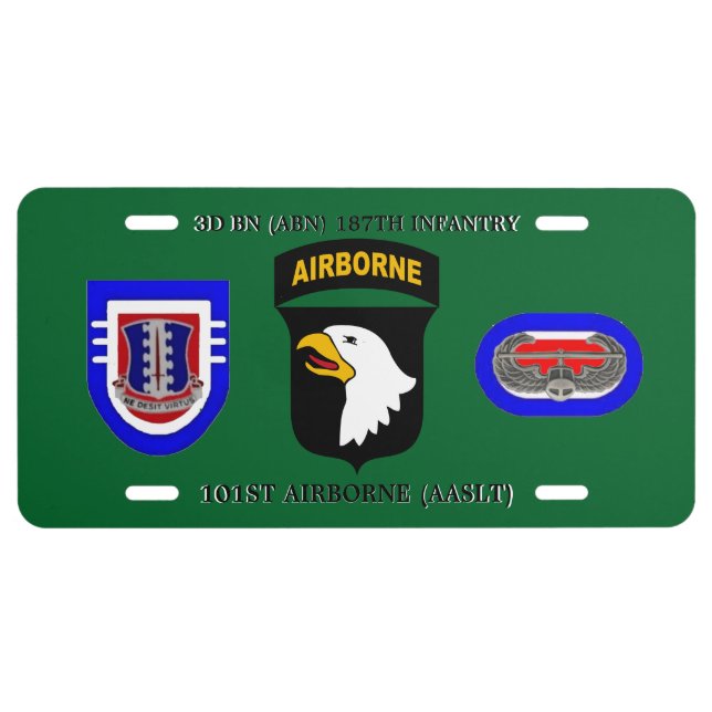 3D BN 187TH INFANTRY 101ST AIRBORNE LICENSE PLATE (Front)