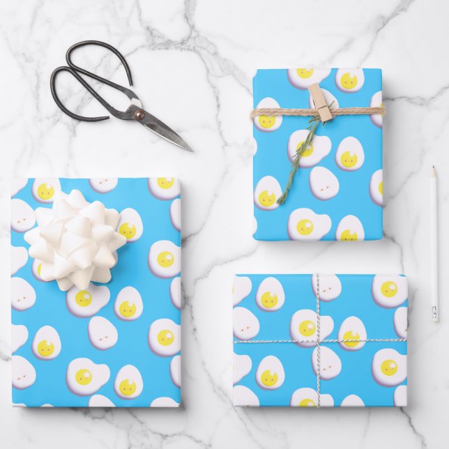 3D Boiled And Fried Eggs Wrapping Paper Sheets (Front)