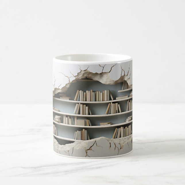 3D Bookshelf Background Mug (Center)