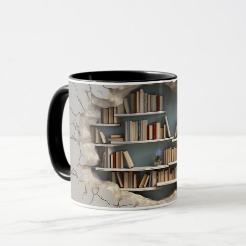 3D Bookshelf Mug Wrap