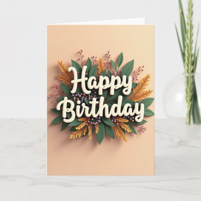3D Botanical Birthday Card (Front)