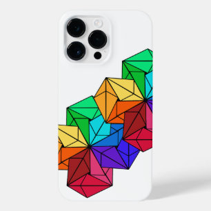 3D Bright Rainbow Cube Triangles on White iPhone 14 Pro Max Case
