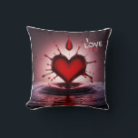 3D Bursting Hearts & Tears Throw Pillow<br><div class="desc">Abstract heart and tear shapes explosively burst outwards in a dynamic 3D composition.</div>