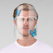 3D Butterfly Blue Teal Watercolor Monogram Elegant Face Shield (Insitu)