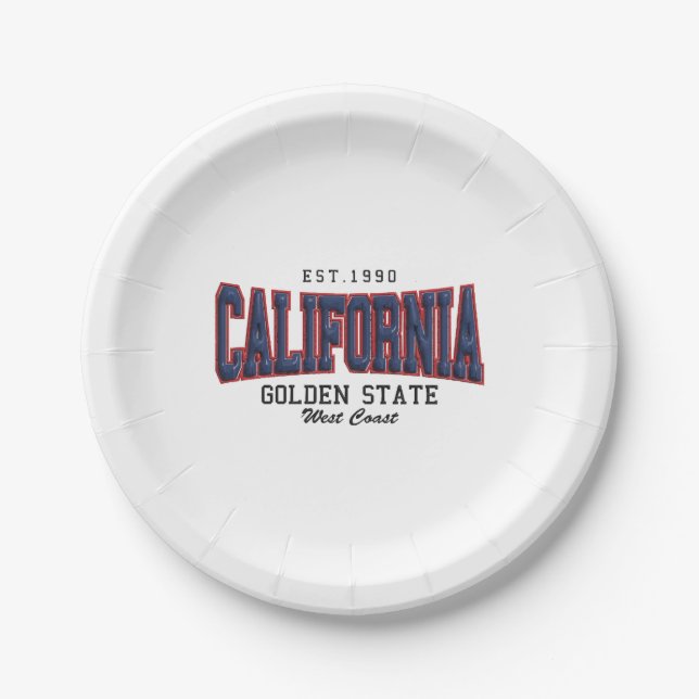 3D California  Paper Plates (Front)