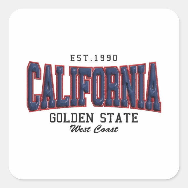 3D California  Square Sticker (Front)