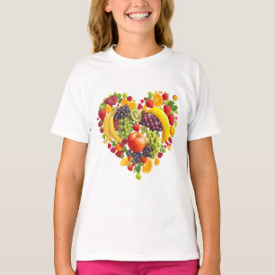 3D Cartoon Fruit Heart – Colorful Fruit Heart T-Shirt