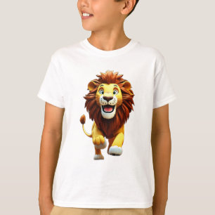 3D Cartoon Lion Running in the Jungle - Fun Kids T-Shirt