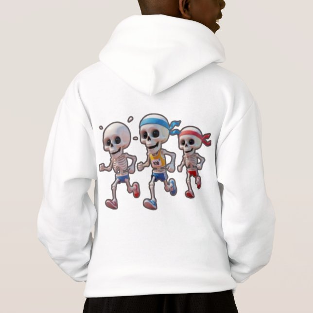 “3D Cartoon Skeleton Race • Funny Running Skeleton Hoodie (Back)