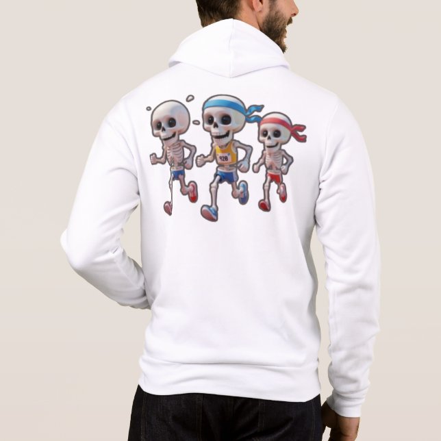 “3D Cartoon Skeleton Race • Funny Running Skeleton Hoodie (Back)