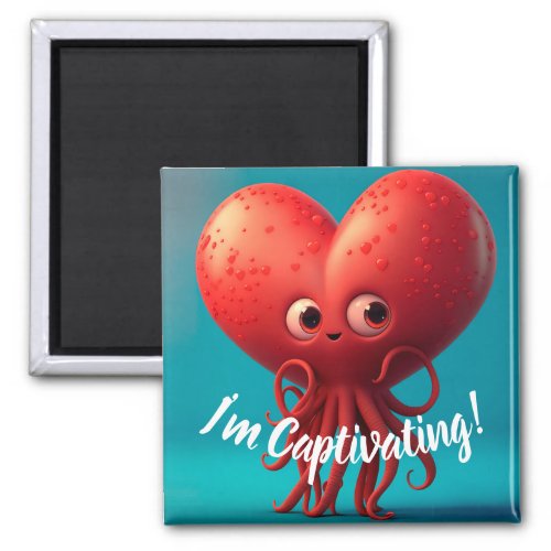 3D Cartoon style cute Octopus with heart Magnet