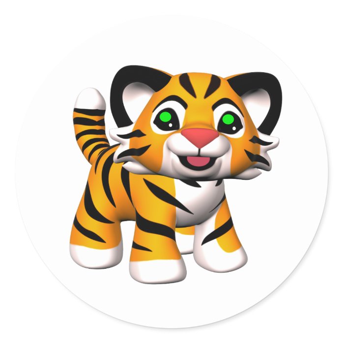 3D Cartoon Tiger Cub Stickers © 2010 Marianne Gilliand All Rights
