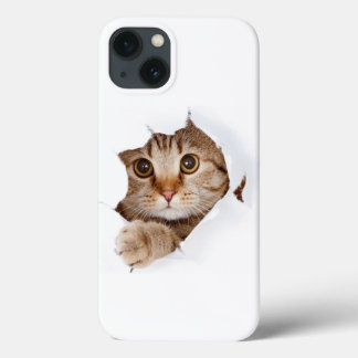 "3D Cat Elegance: Protective Case for iPhone 13 wi