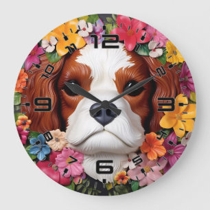 3D Cavalier King Charles Spaniel Large Clock