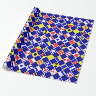 3D Checkered Nautical Flags Signals Pattern Wrapping Paper