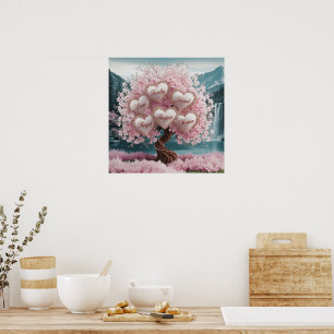 3D Cherry Blossom Tree with Glitter and Intertwine Poster