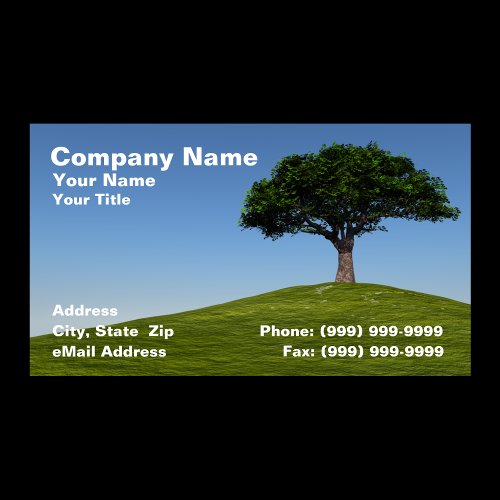 3D Cherry Tree on Hill Against Clear Blue Sky Business Card