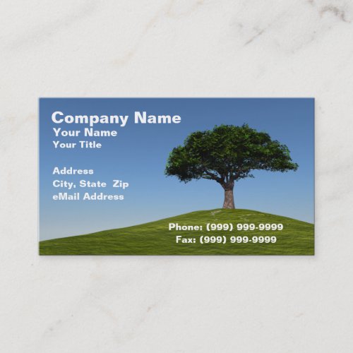 3D Cherry Tree on Hill Against Clear Blue Sky Business Card Templates