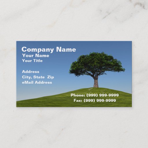 Customizable 3D Cherry Tree on Hill Against Clear Blue Sky Business Card Templates