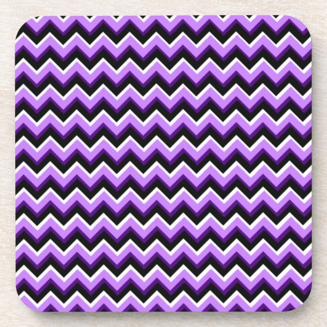 3D Chevron in Purples and Black Drink Coaster (Front)